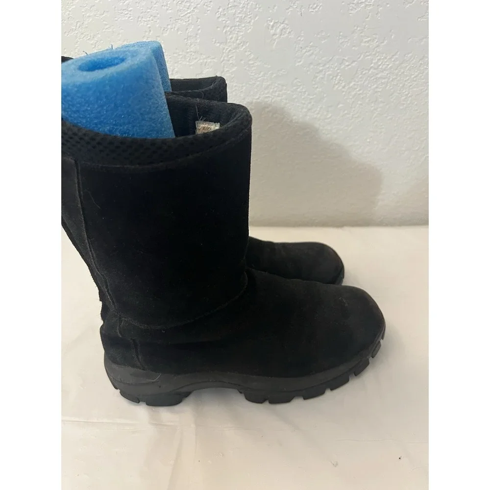 Lands End Womens Size 7B Black Suede All Weather Zip Boots Lined Back Zip‎ 87906